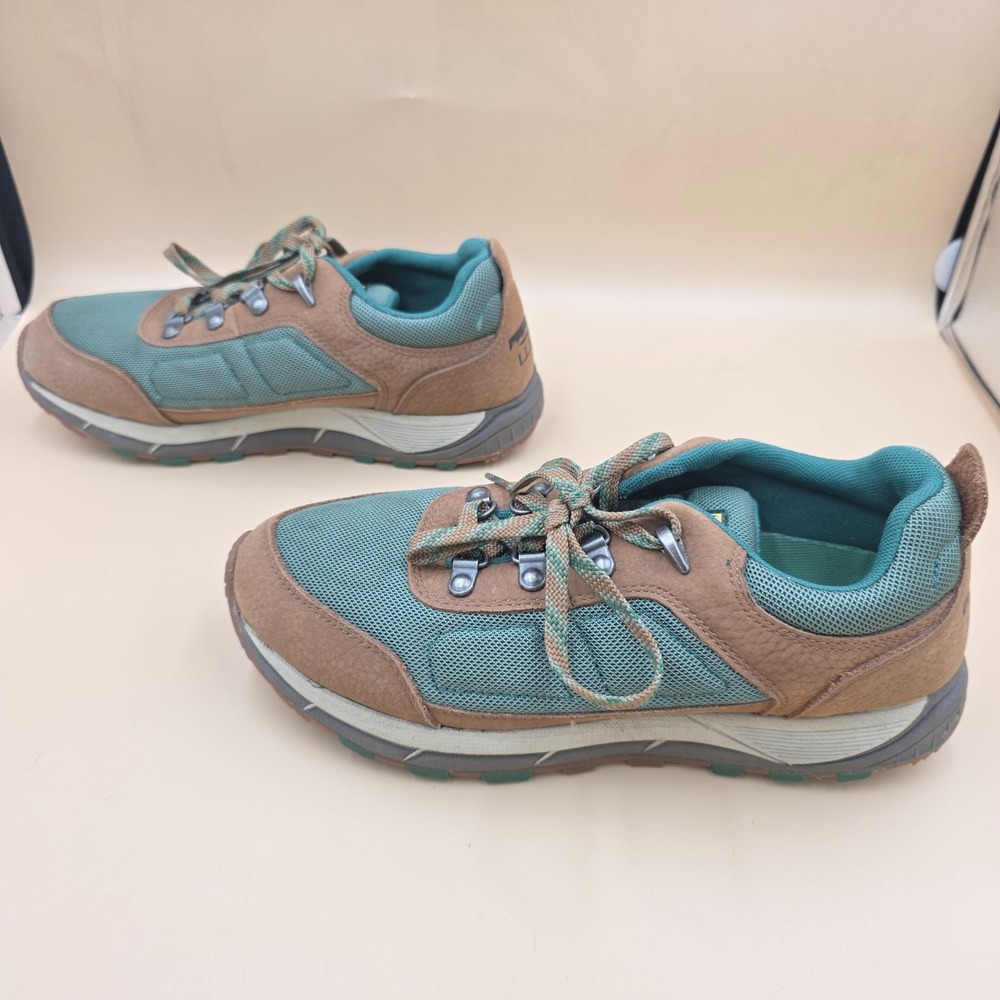 LL Bean Mountain Classic Womens Green Mesh Lace Up Rugged Hiking Shoes Size 8 M